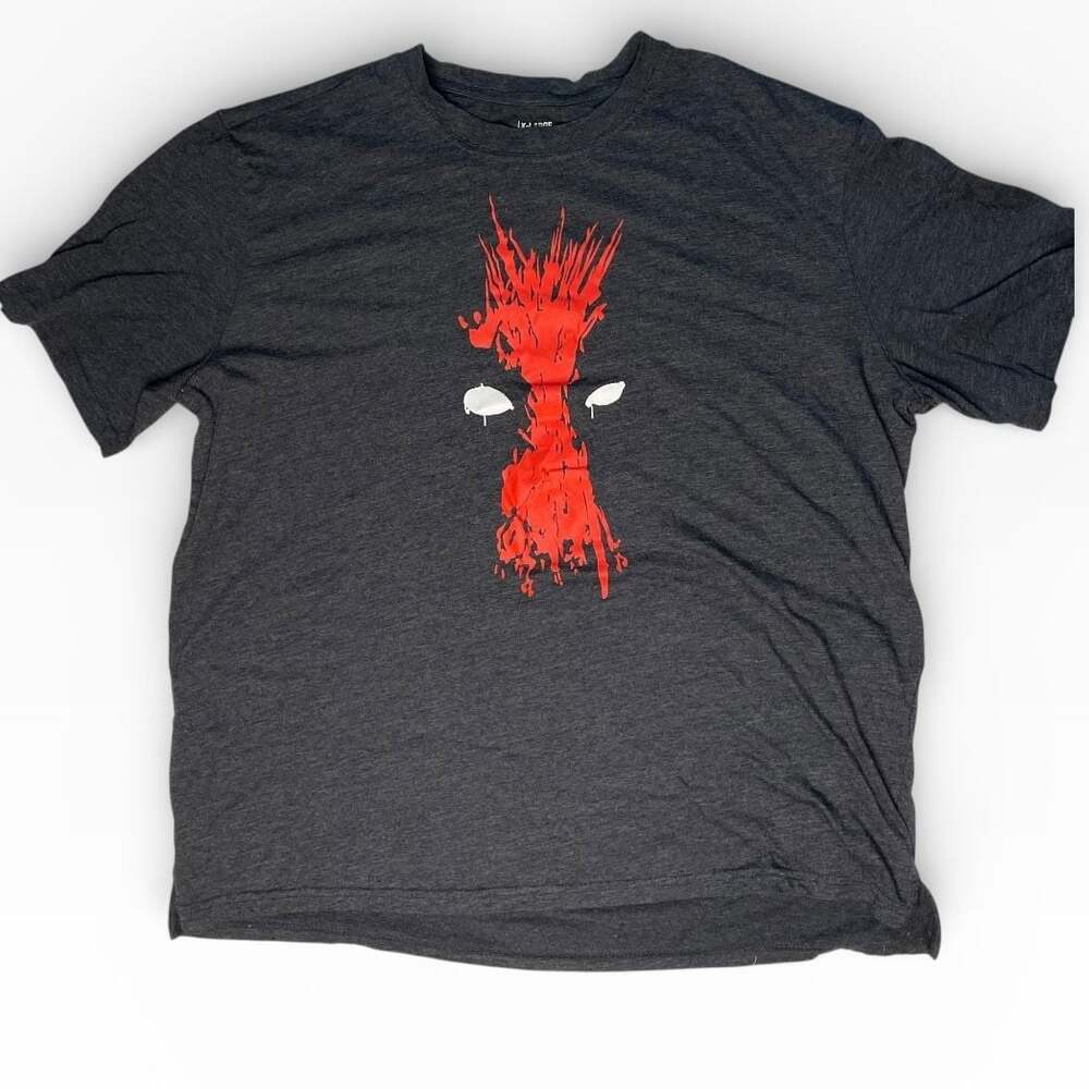 Marvel Deadpool Graphic T-Shirt Dark Gray XL Red Print